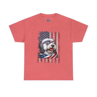 Patriotic Old English Sheepdog With Sunglasses Unisec T-Shirt