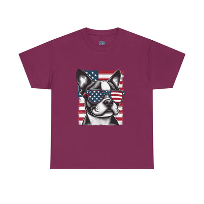 Patriotic Boston Terrier with Sunglasses Unisex T-Shirt
