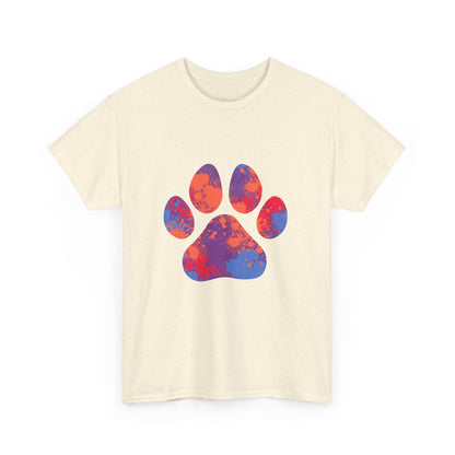 Vibrant Dog Paw Print Cotton T-Shirt