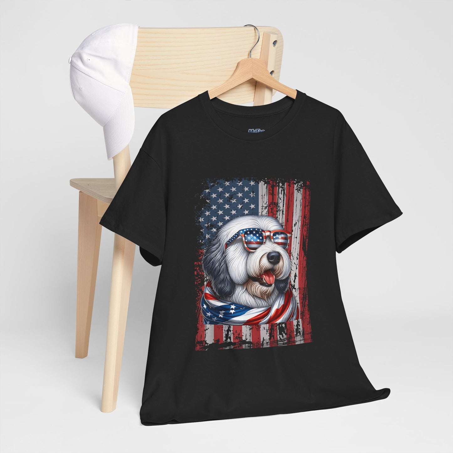 Patriotic Old English Sheepdog With Sunglasses Unisec T-Shirt