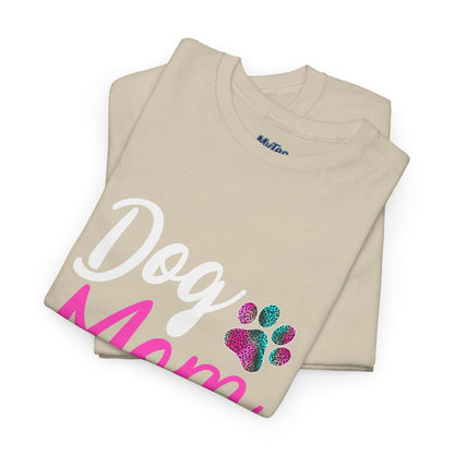 Dog Mom with a Colorful Paw Cotton T-Shirt