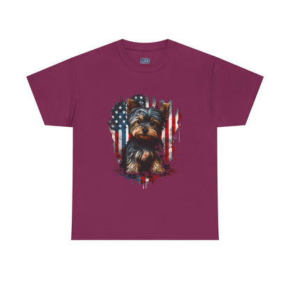 Patriotic American Yorkshire Terrier With sunglasses Unisex T-Shirt