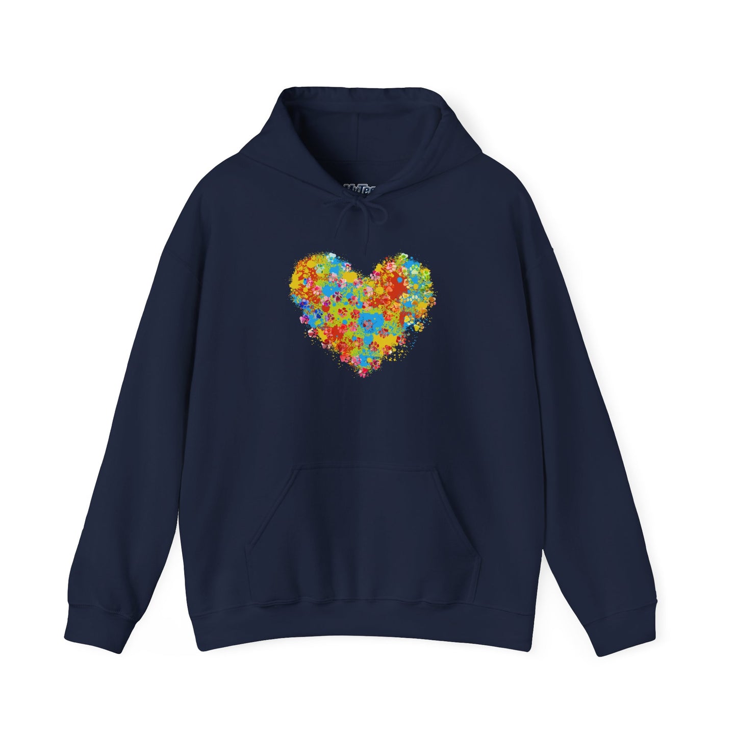 Colorful Heart Graphic Cozy Hoodie | Comfortable Winter Apparel