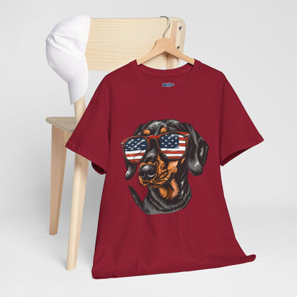 Patriotic Dachshund With Sunglasses Unisex T-Shirt