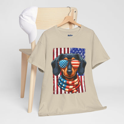 Patriotic Dachshund Dog Flag Shades Unisex T-Shirt