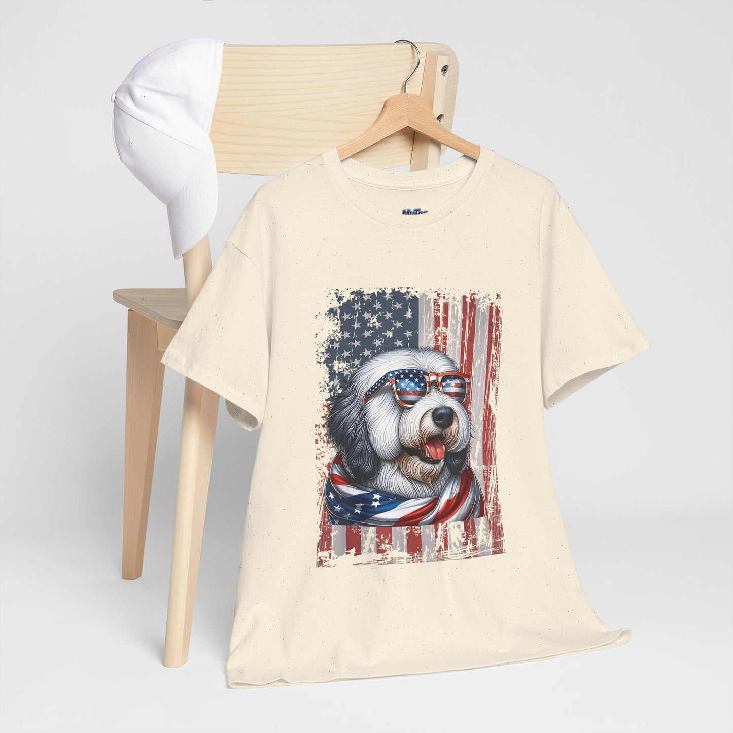 Patriotic Old English Sheepdog With Sunglasses Unisec T-Shirt