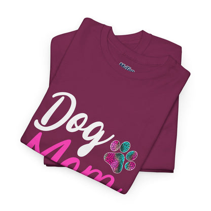 Dog Mom with a Colorful Paw Cotton T-Shirt