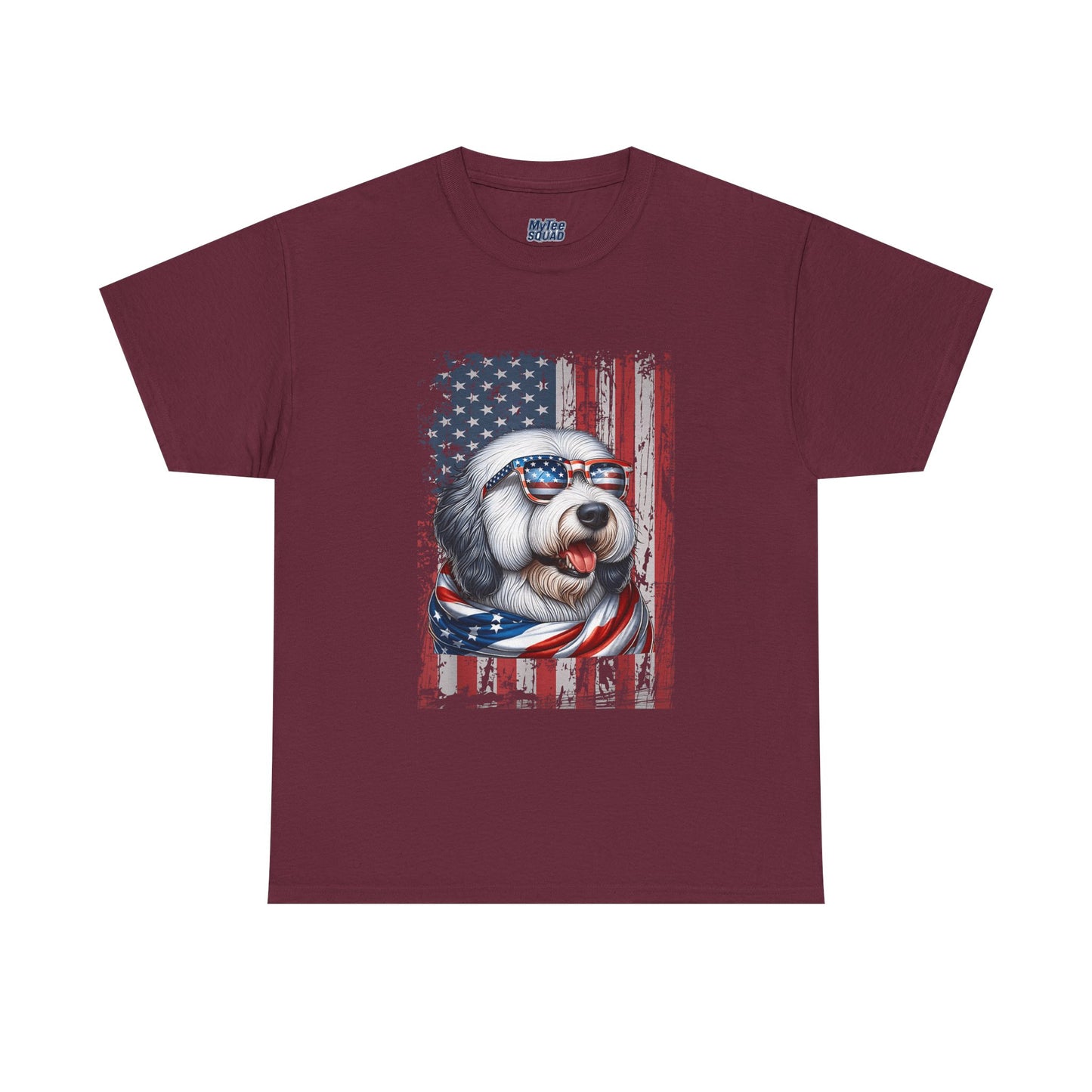Patriotic Old English Sheepdog With Sunglasses Unisec T-Shirt