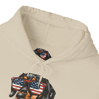 Patriotic Dachshund Dog Unisex Hoodie With Sunglasses