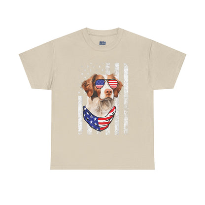 Patriotic Brittany Spaniel with Sunglasses Unisex T-Shirt