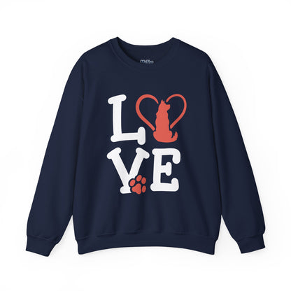 Love Cat Crewneck Sweatshirt - Perfect for Pet Lovers, Gift For Cat Owners