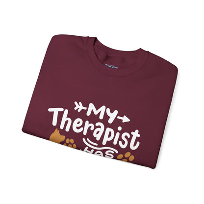 My Therapist Has Paws Unisex Sweatshirt | Cat & Dog Gifts, Animal Lover Apparel