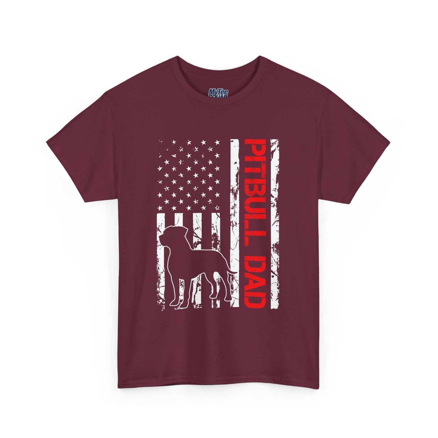 Patriotic Pitbull Dad Heavy Cotton T-Shirt | Father's Day Gift