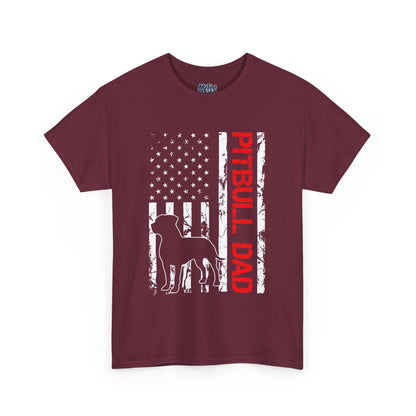 Patriotic Pitbull Dad Heavy Cotton T-Shirt | Father's Day Gift