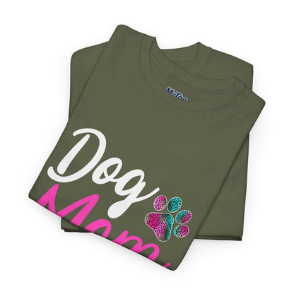 Dog Mom with a Colorful Paw Cotton T-Shirt