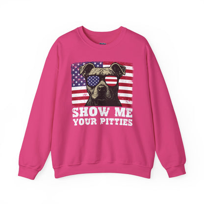 Show Me Your Pitties Patriotic Pitbull Sweatshirt – Funny USA Dog Lover Pullover