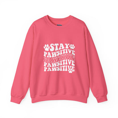 Stay Pawsitive Unisex Heavy Blend Crewneck Sweatshirt