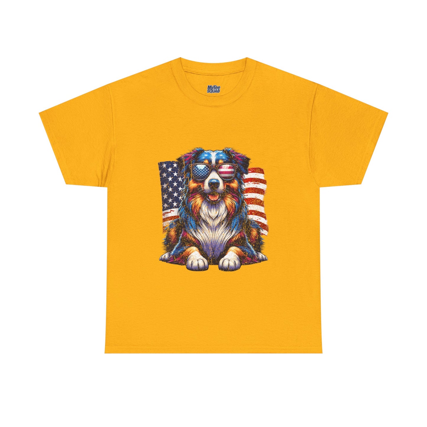 Patriotic Australian Shepherd With Sunglasses Unisex T-Shirt