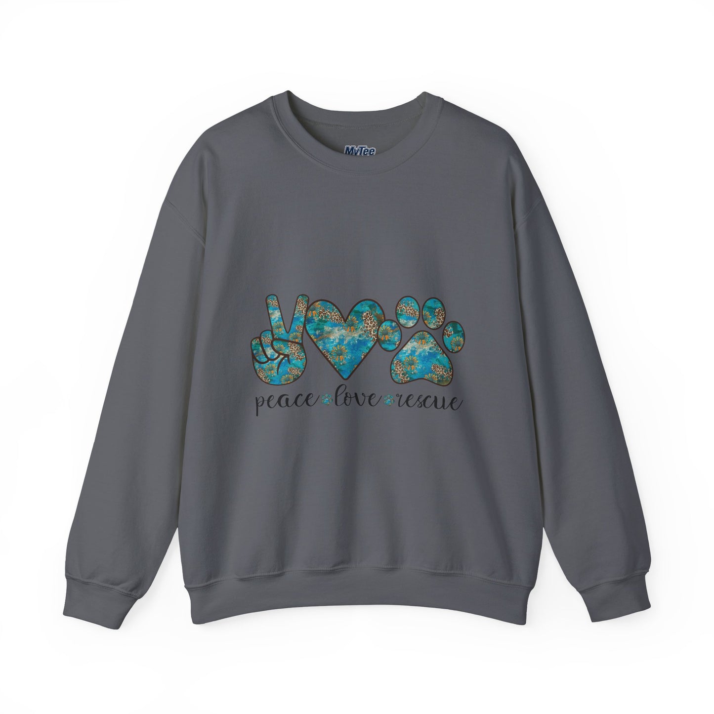 Peace Love Rescue Sweatshirt | Heavy Blend Crewneck for Animal Rescuers