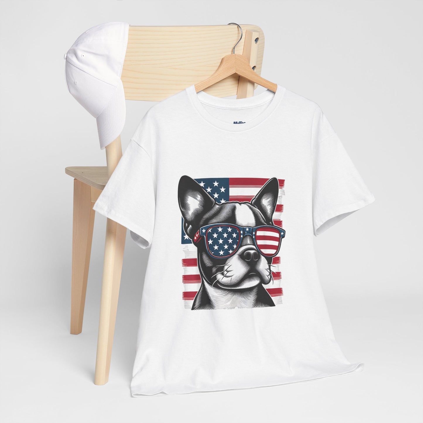 Patriotic Boston Terrier with Sunglasses Unisex T-Shirt
