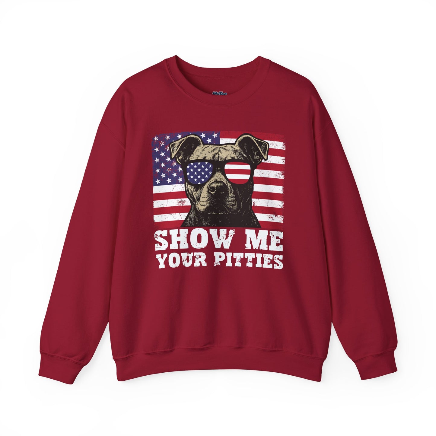 Show Me Your Pitties Patriotic Pitbull Sweatshirt – Funny USA Dog Lover Pullover