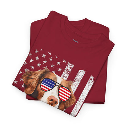 Patriotic Brittany Spaniel with Sunglasses Unisex T-Shirt
