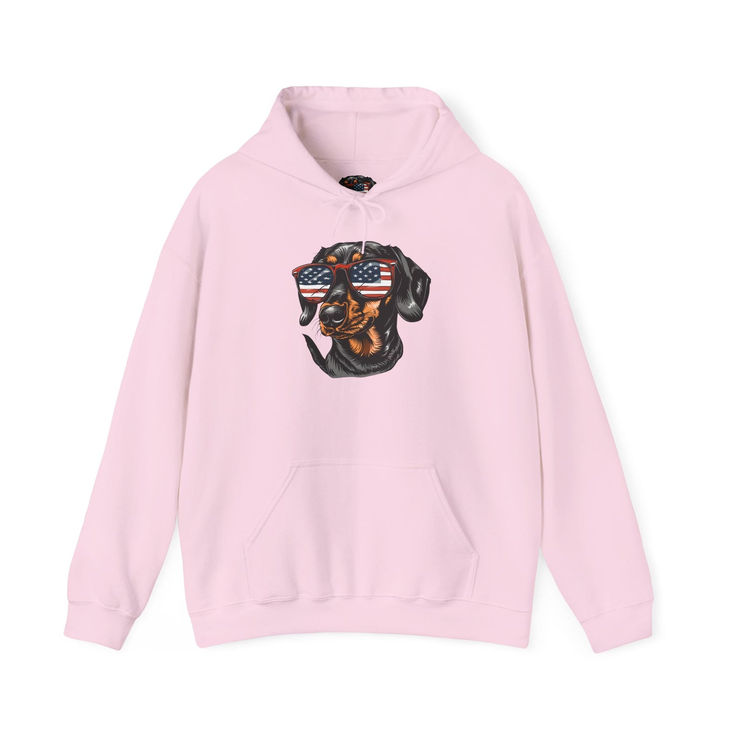 Patriotic Dachshund Dog Unisex Hoodie With Sunglasses