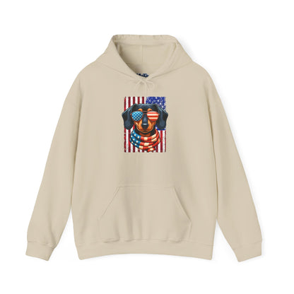 Patriotic Dachshund Dog Flag Shades Unisex Hoodie