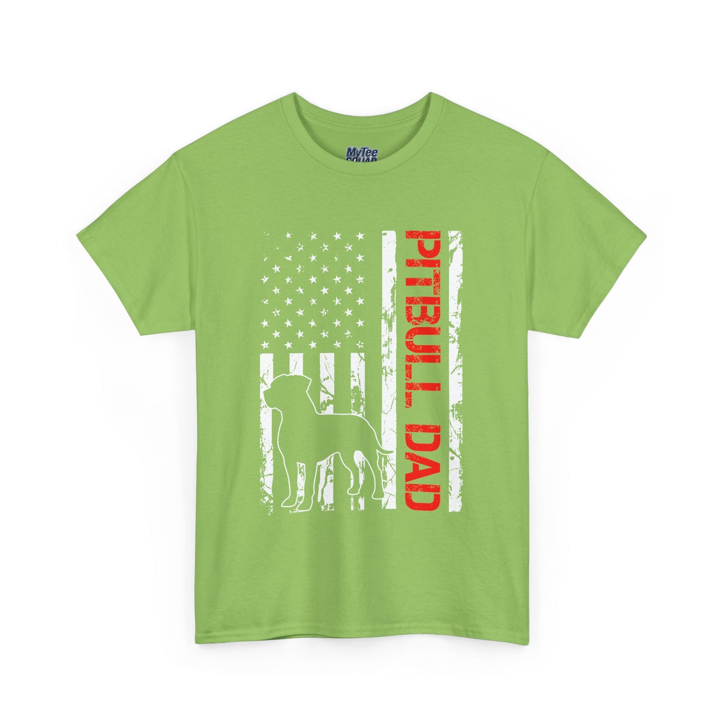 Patriotic Pitbull Dad Heavy Cotton T-Shirt | Father's Day Gift