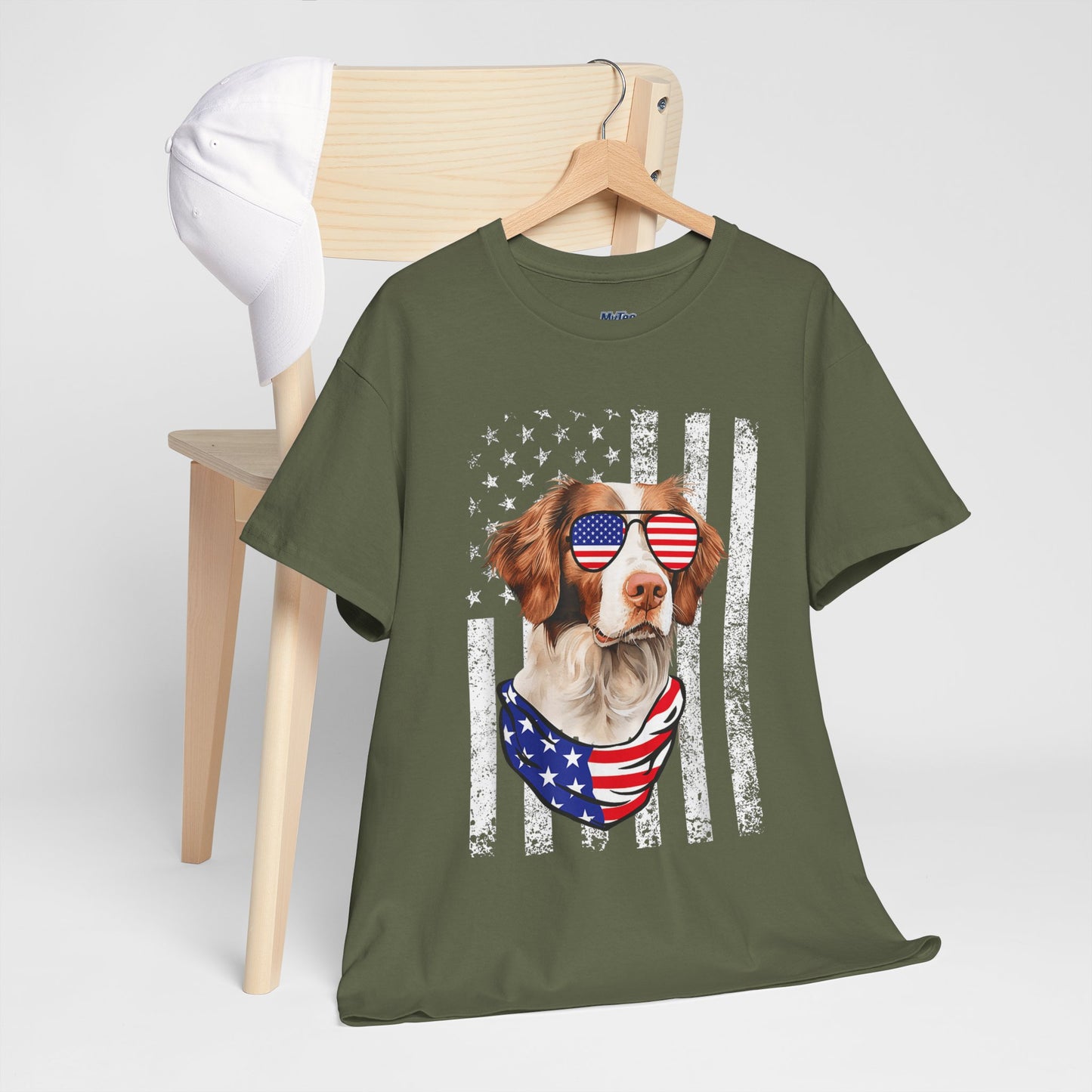 Patriotic Brittany Spaniel with Sunglasses Unisex T-Shirt