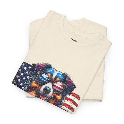 Patriotic Australian Shepherd With Sunglasses Unisex T-Shirt