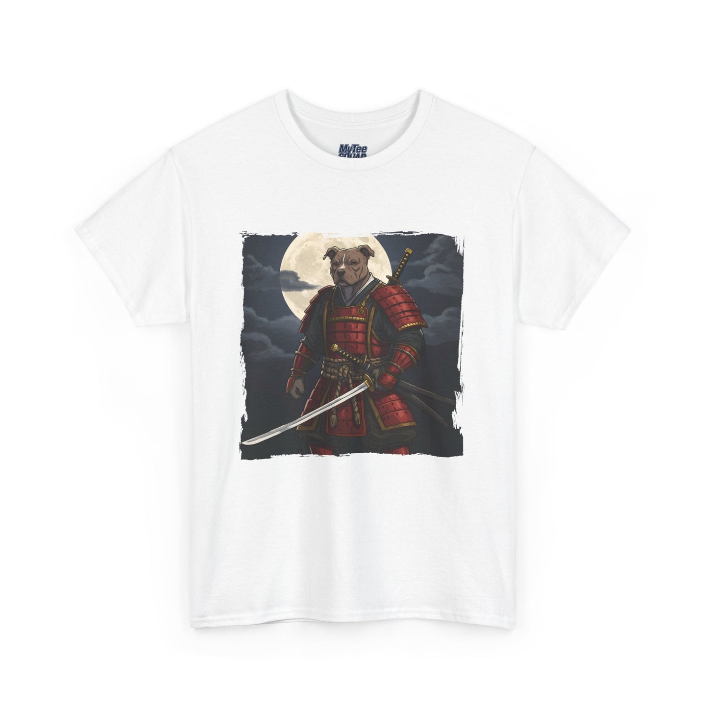 Pitbull Samurai Warrior Unisex Heavy T-Shirt,Tee | Graphic Tee For Anime Lovers
