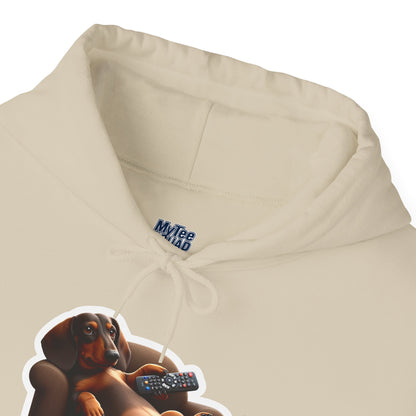 Dachshund TV Boss Unisex Hoodie– Funny Wiener Dog Relax Tee