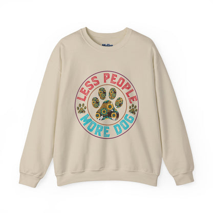 Less People More Dog Unisex Sweatshirt – Floral Paw Print Statement