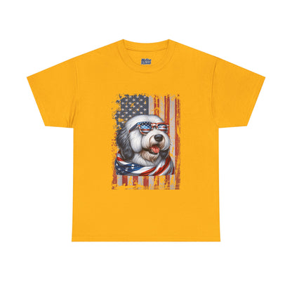 Patriotic Old English Sheepdog With Sunglasses Unisec T-Shirt