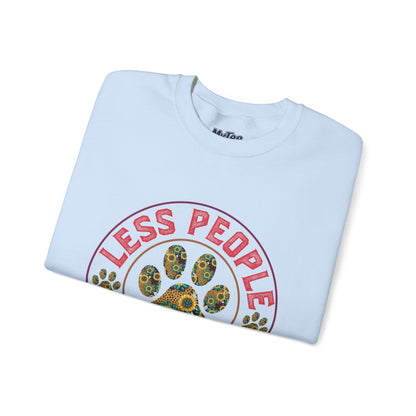 Less People More Dog Unisex Sweatshirt – Floral Paw Print Statement