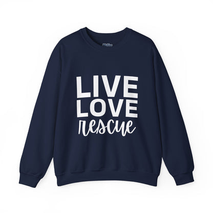 Live Love Rescue Sweatshirt - Unisex Cozy Crewneck, Pet Lover Gift