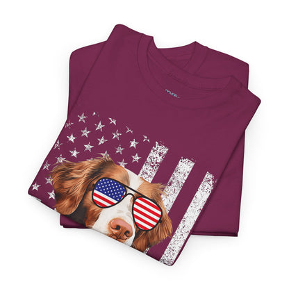 Patriotic Brittany Spaniel with Sunglasses Unisex T-Shirt