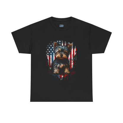 Patriotic American Yorkshire Terrier With sunglasses Unisex T-Shirt
