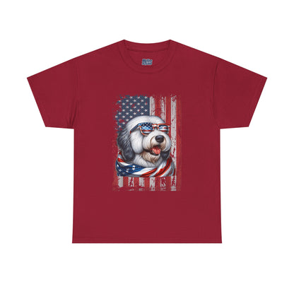 Patriotic Old English Sheepdog With Sunglasses Unisec T-Shirt