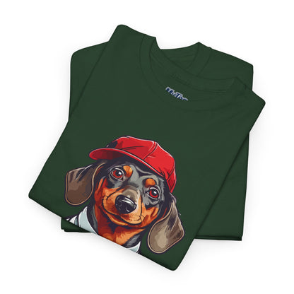 Dachshund Boss Unisex T-Shirt – Cool Pup in Cap & Tie