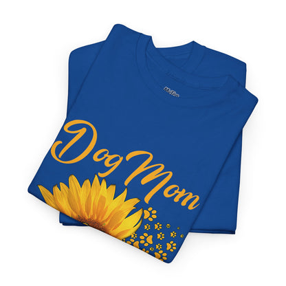 Dog Mom Sunflower Paw Cotton T-Shirt