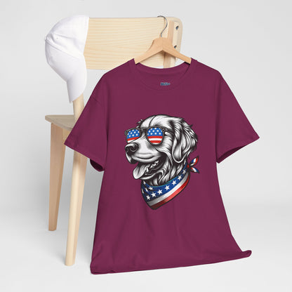 Patriotic Golden Retriever With Sunglasses Unisex T-Shirt