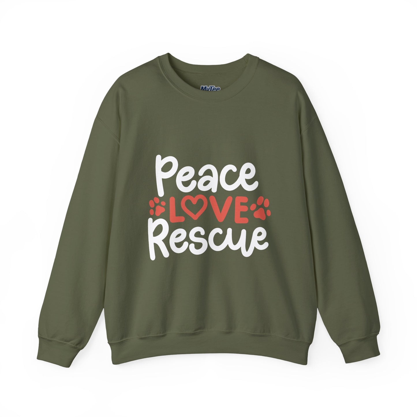 Peace Love Rescue Crewneck Sweatshirt | Pullover for Animal Lovers
