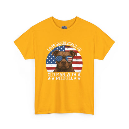Never Underestimate An Old Man With A Pitbull T-Shirt | Gift For Dog Father
