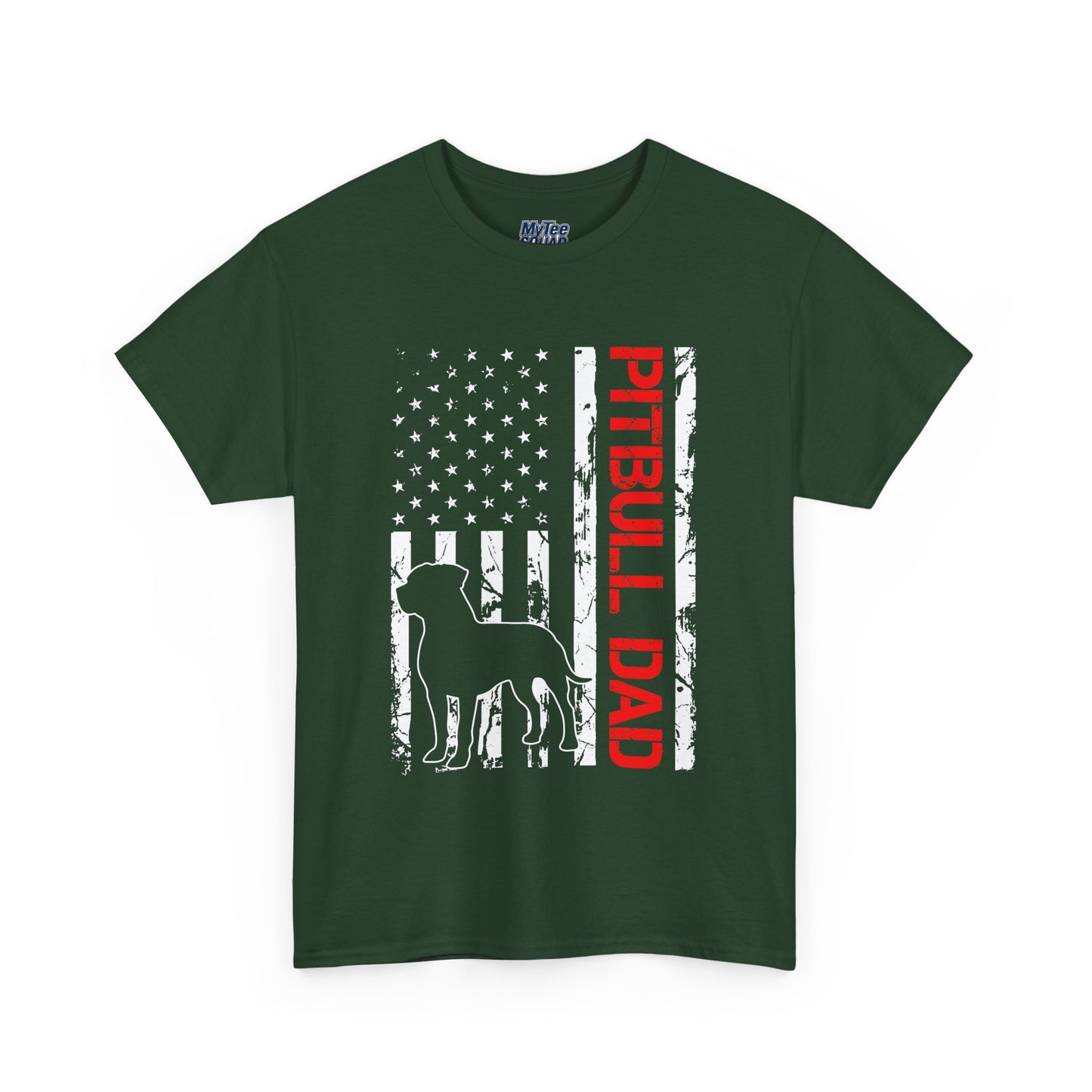 Patriotic Pitbull Dad Heavy Cotton T-Shirt | Father's Day Gift