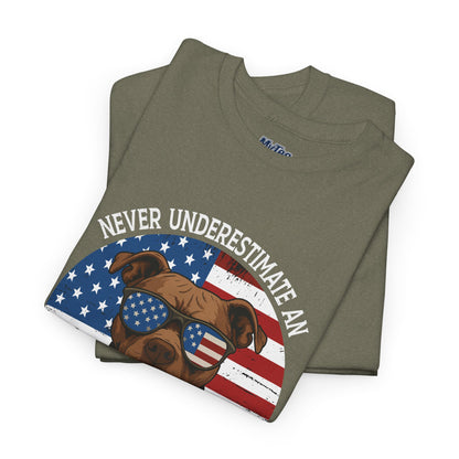 Never Underestimate An Old Man With A Pitbull T-Shirt | Gift For Dog Father