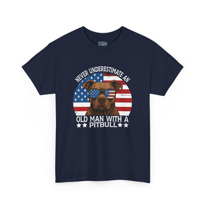 Never Underestimate An Old Man With A Pitbull T-Shirt | Gift For Dog Father