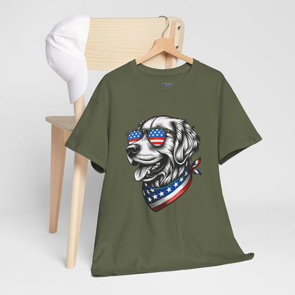 Patriotic Golden Retriever With Sunglasses Unisex T-Shirt