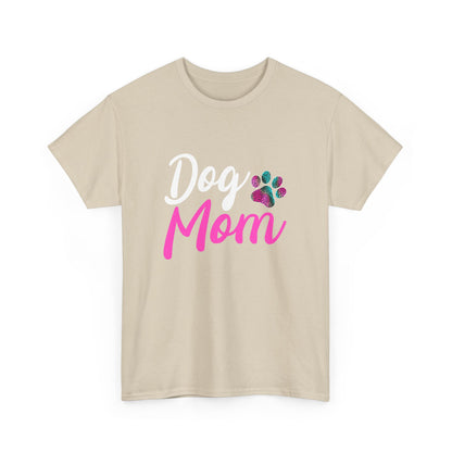 Dog Mom with a Colorful Paw Cotton T-Shirt